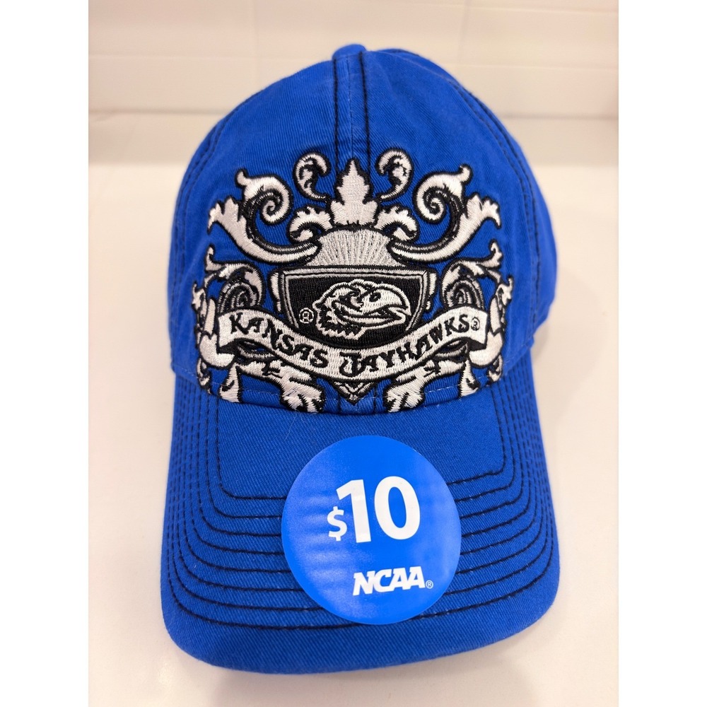 Kansas City Jayhawks Crest Y2K Collegiate Hat NCAA Blue University Classic Logo